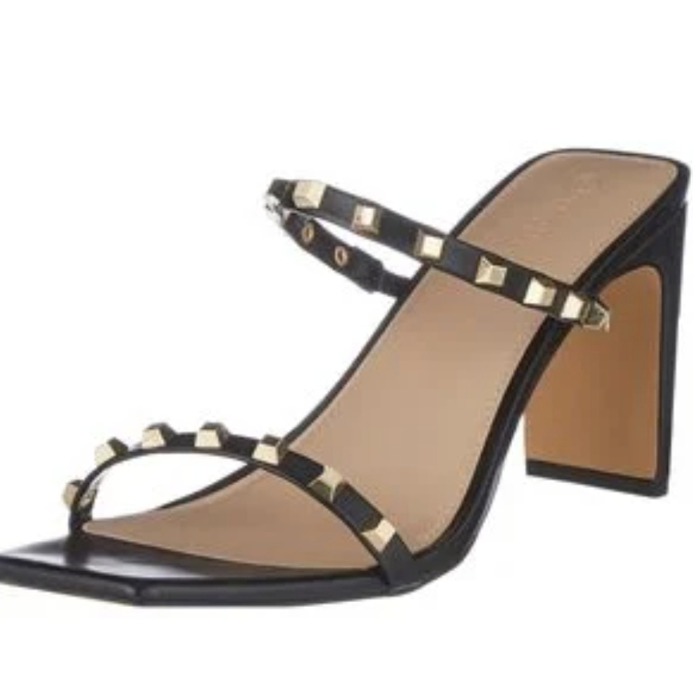 The Drop Avery Square-Toe Black Studded Sandals - Sizes 8 & 7.5